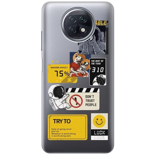 Силиконовый чехол с принтом Space Stickers для Xiaomi Redmi Note 9T / Сяоми Редми Ноут 9Т силиконовый чехол на xiaomi redmi note 9t сяоми редми ноут 9т с 3d принтом hands прозрачный