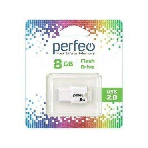 USB Флеш-накопитель USB накопитель Perfeo 8GB M01 White