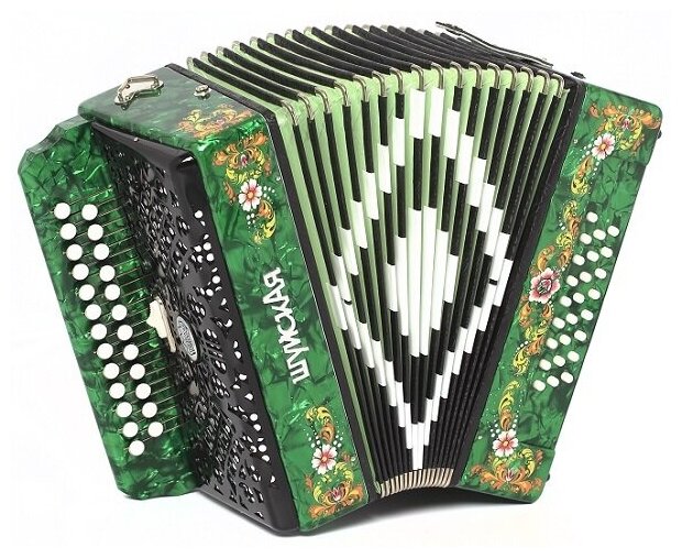 S32XL-A-GR Гармонь "Шуйская" 25х25-III-2, зеленая, Шуйская гармонь
