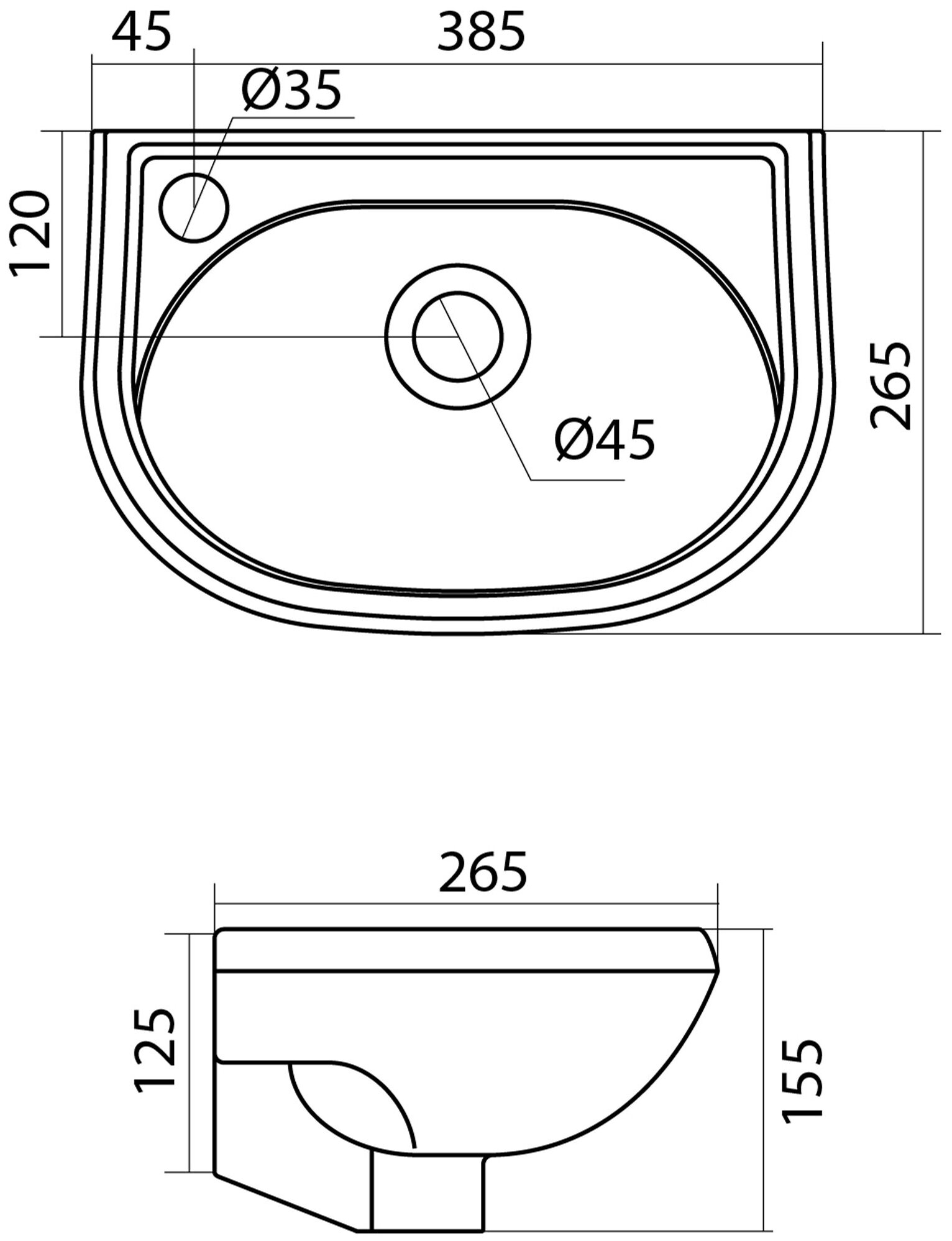 Раковина для ванной Santek бриз 40*27см (WH110442) (Л)