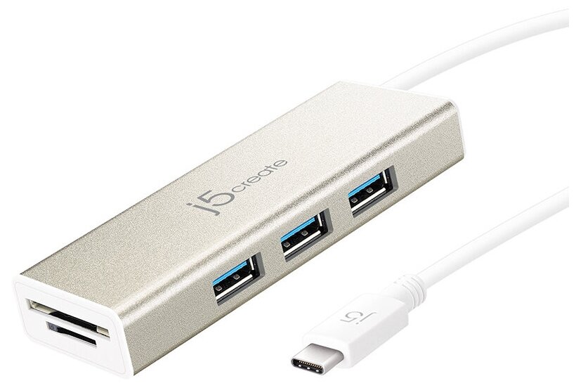 Адаптер j5create JCH347 USB 3.1 Type-C 3-Port HUB with SD/Micro SD Card Reader