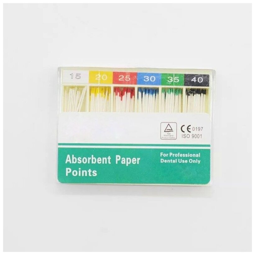 фото Штифты бумажные абсорбирующие эндоканальные конусность 02 №15-40 , 200 шт / упак