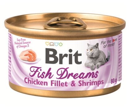 Brit Консервы для кошек с куриным филе и креветками (Fish Dreams Chicken fillet Shrimps) 111360, 0,080 кг