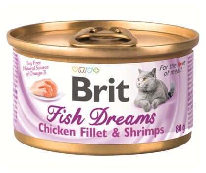 Brit Консервы для кошек с куриным филе и креветками (Fish Dreams Chicken fillet Shrimps) 111360 | Fish Dreams Chicken fillet Shrimps, 0,08 кг (2 шт)