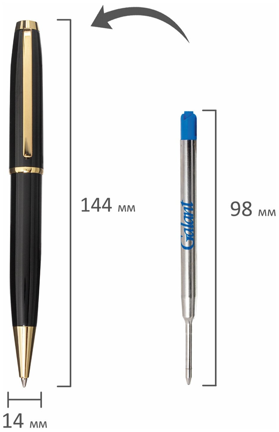 Ручка подарочная шариковая GALANT "ABRIS", корпус черный, золотистые детали, узел 0,7 мм, синяя, 143500