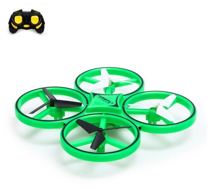 Квадрокоптер радиоуправляемый Drone, подсветка, работает от аккумулятора, цвет зеленый 7502879 .