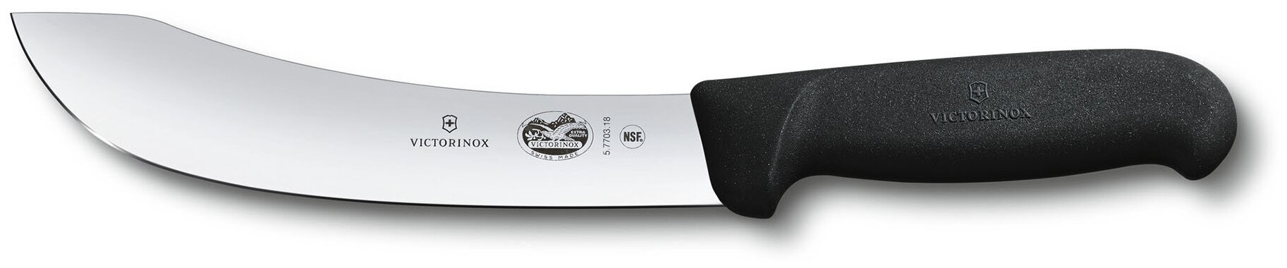 Нож кухонный Victorinox Skinning, разделочный, 180мм, заточка прямая, стальной, черный [5.7703.18]