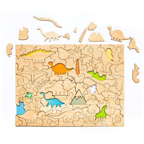 Развивающая деревянная мозаика-раскраска «динозавры»