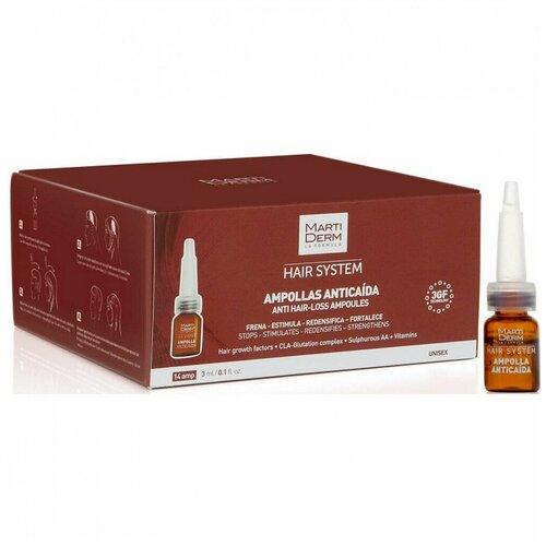 Martiderm Hair System Anti Hair-Loss Ampoules / Ампулы против выпадения волос, 14 шт по 3 мл