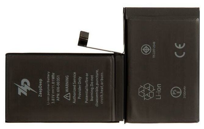 Аккумуляторная батарея ZeepDeep для iPhone X +14% увеличенной емкости: батарея 3100 mAh монтажные стикеры прокладка дисплея