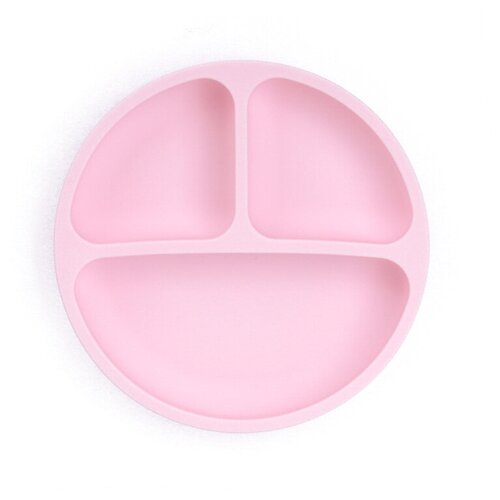 Силиконовая тарелка с присоской детская с 3 секциями. Цвет: Розовый