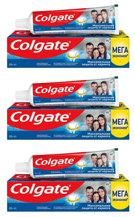 Colgate Зубная паста Максимальная защита от кариеса Свежая Мята, 150мл, 3 шт