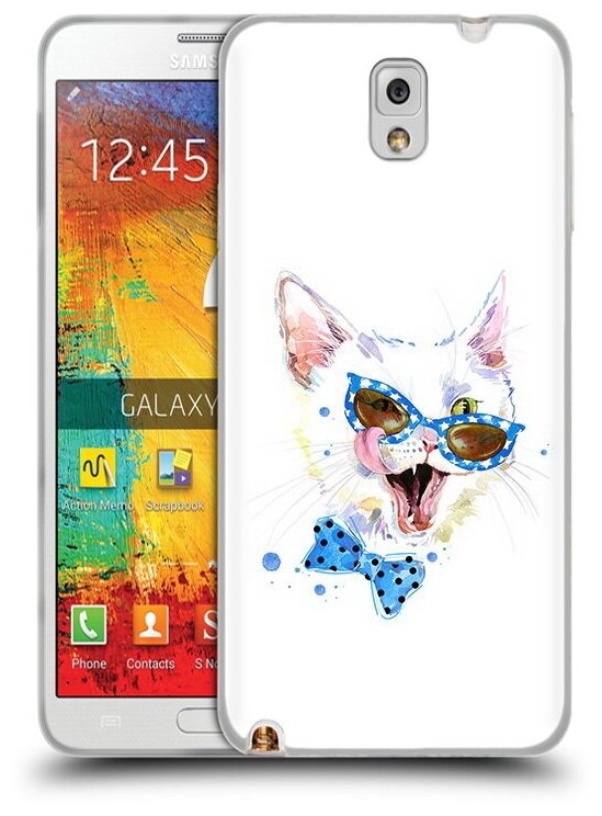 Чехол задняя-панель-накладка-бампер MyPads белый кот для Samsung Galaxy Note 3 SM-N900/N9005 противоударный