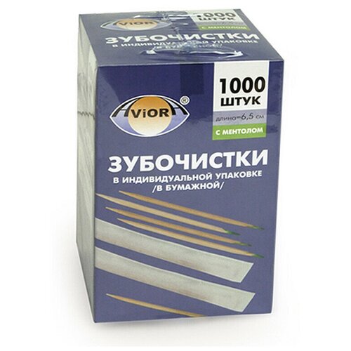 aviora зубочистки бамбуковые в инд упаковке 855 мл нейтральный бежевый Зубочистки бамбук в инд. бум. упак. с ментолом 1000шт./уп. 401-609