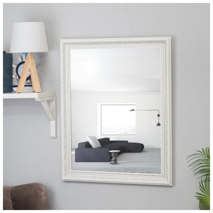Зеркало настенное «Верона» белое 60×74 см рама пластик 60 мм