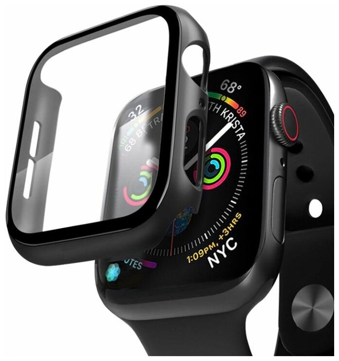 Пластиковый чехол для Apple Watch 38 mm бампер дляарт-часов защитный кейс на часы Apple Watch 1/2/3 черный