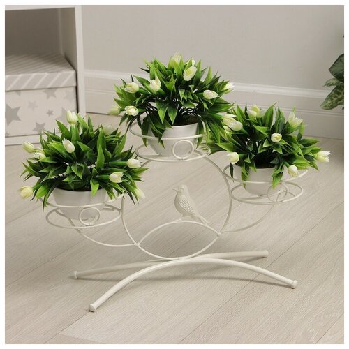 Подставка для цветов «Камелия 3», d=13 см, цвет белый