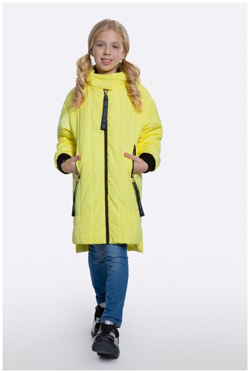 Пальто Шалуны, размер 34, 134, желтый