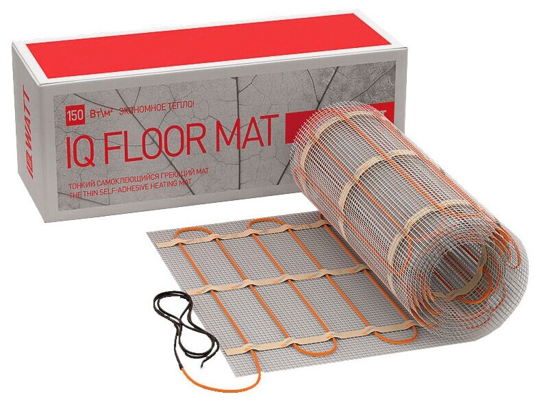 Тонкий самоклеящийся греющий мат (сетка с основанием) IQ FLOOR MAT 150 вт/кв.м. - 4,0 кв.м., IqWatt - фотография № 2