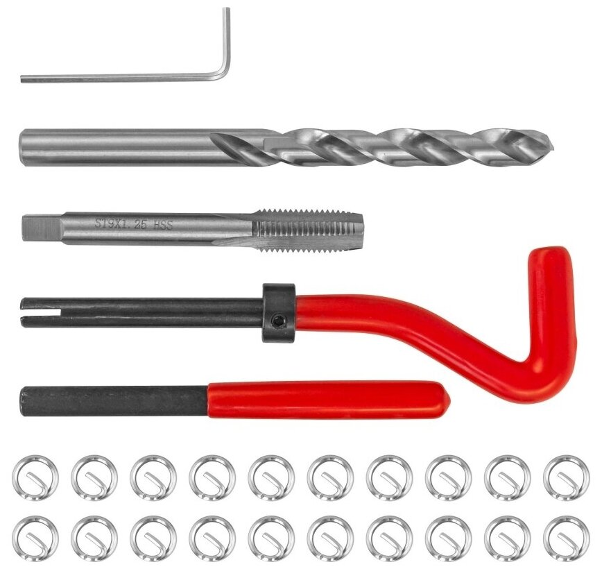 TRIS9125 Набор для восстановления резьбы M9x1.25, 25 предметов. Thorvik