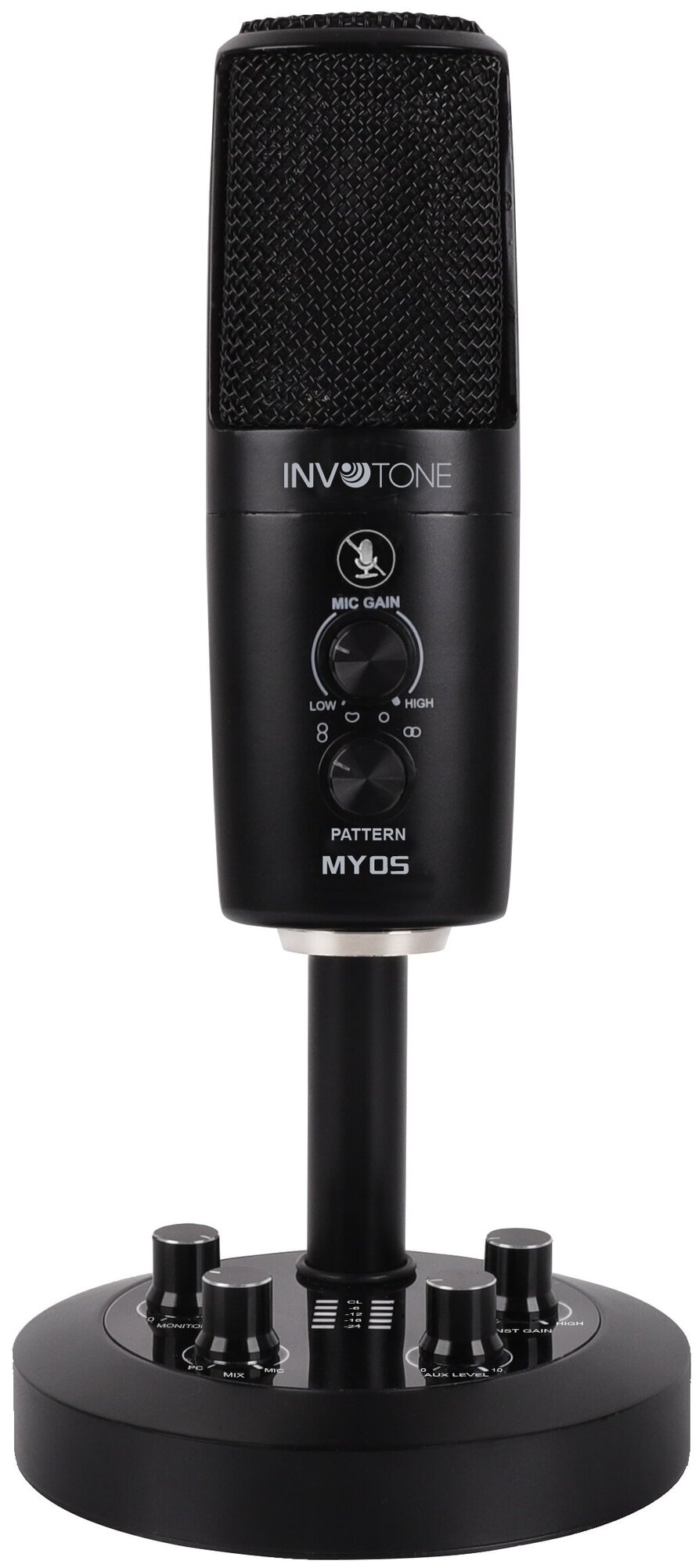 Микрофон конденсаторный INVOTONE MYOS настольный 3 капсюля, USB интерфейс, 4 диаграммы направленности