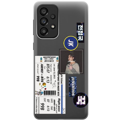 Силиконовый чехол с принтом BTS Stickers для Samsung Galaxy A33 5G / Самсунг А33 5Г силиконовый чехол с принтом are you a pooch для samsung galaxy a33 5g самсунг а33 5г