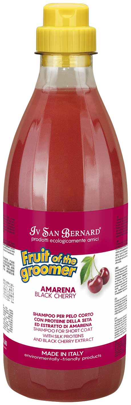 Шампунь Iv San Bernard Fruit of the Groomer Black Cherry для короткой шерсти с протеинами шелка 500 мл - фотография № 2