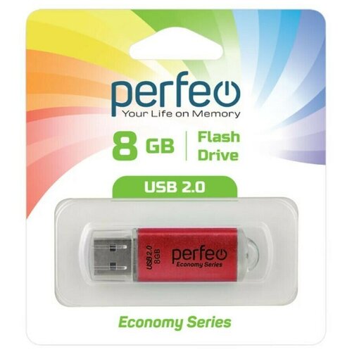 USB Флеш-накопитель USB накопитель Perfeo 8GB E01 Red economy series