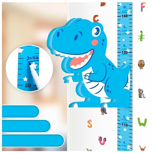 Ростомер детский с объемной магнитной формой «Динозавр», EVA+бумага