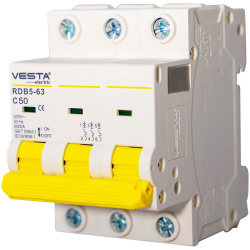 Автоматический выключатель Vesta-Electric Avt. VESTA 3P-50A RDB5 6KA