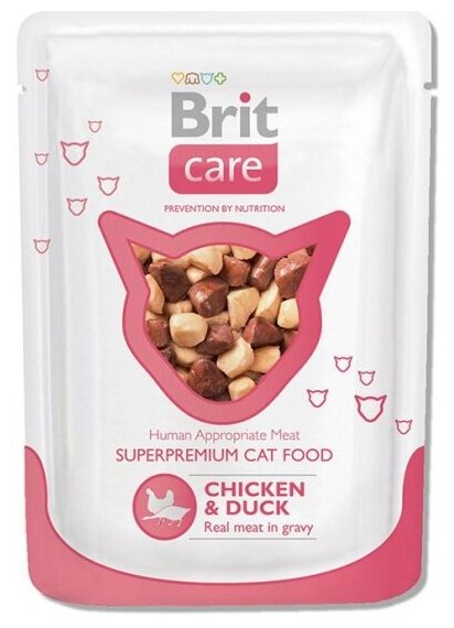 Влажный корм для кошек Brit Care, с курицей, с уткой 24 шт. х 80 г (мини-филе) паучи - фотография № 5