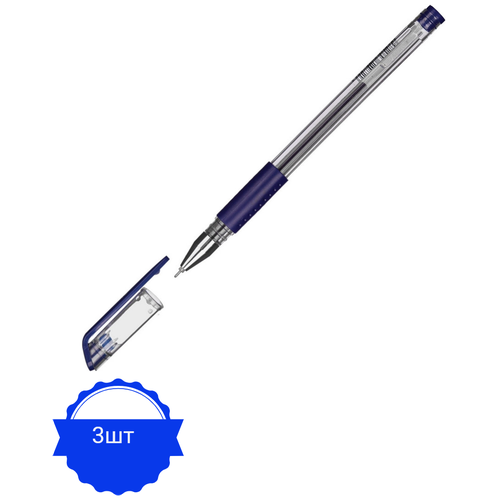 Ручка гелевая неавтоматическая Attache Gelios-030, синий, игольчатый,0,5мм 3 штуки
