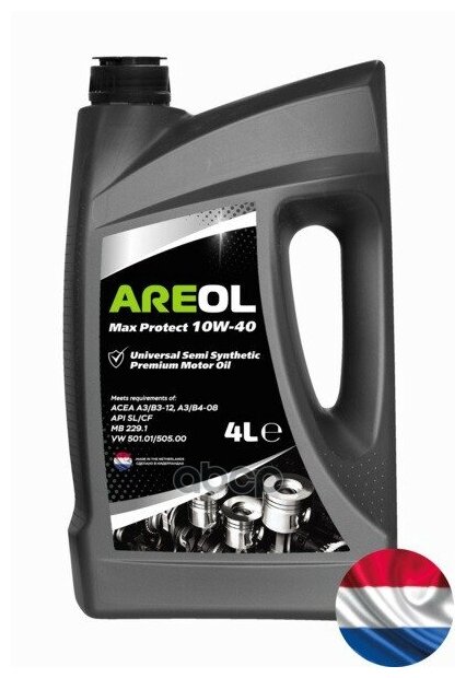 AREOL Areol Max Protect 10w40 (4l)_масло Моторное! Полусинтacea A3/B3, Api Sl/Cf, Mb 229.1, Vw 501.01/505.00