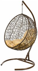 Кресло подвесное Bigarden "Kokos", коричневое, со стойкой, коричневая подушка (чехол в подарок)