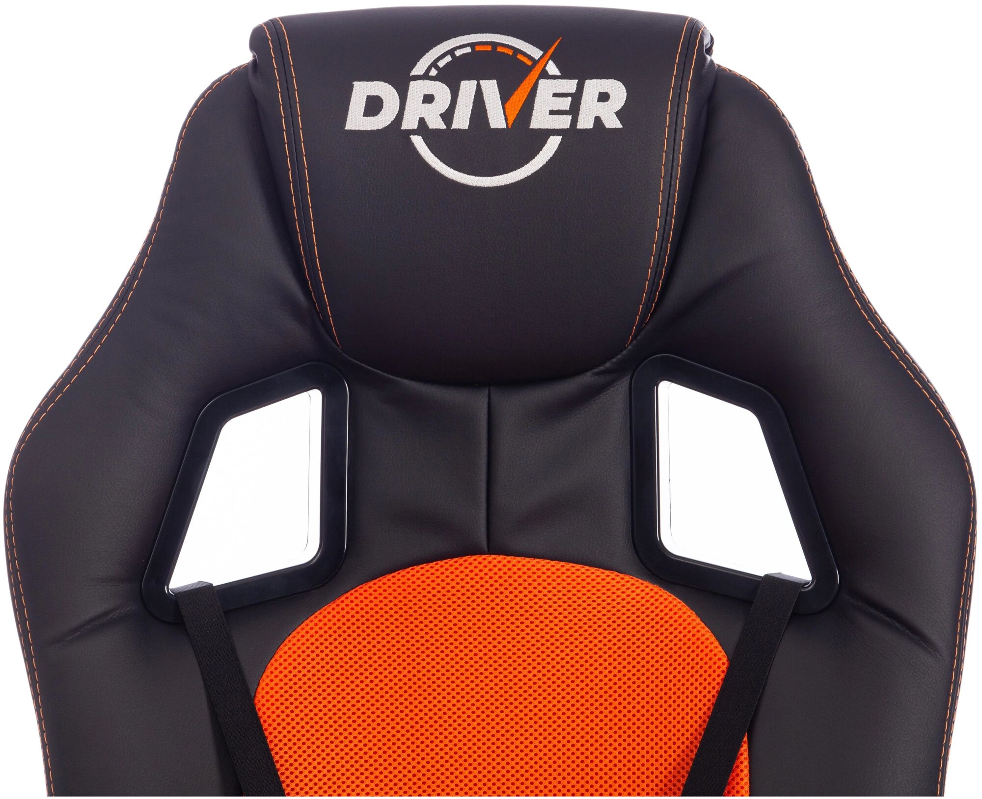 GT Кресло компьютерное Tetchair DRIVER экокожа ткань черный оранжевый ...