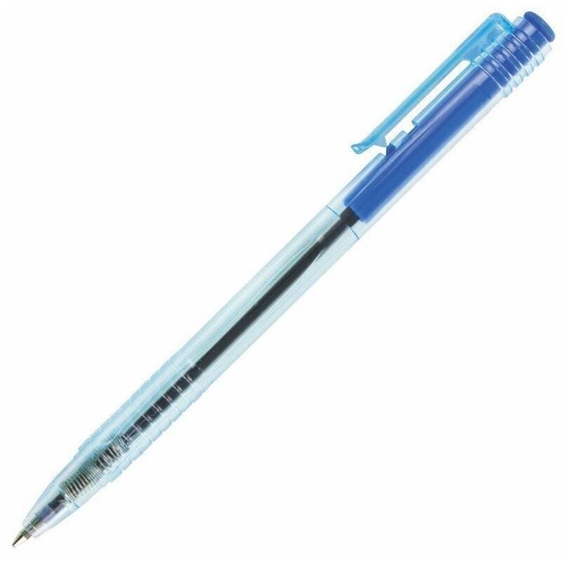 Ручка шариковая масляная автоматическая BRAUBERG "Click Blue", тонированный корпус, узел 1 мм, линия 0,7 мм, с