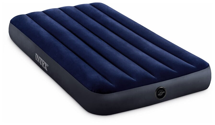 Матрас надувной INTEX Classic Downy Airbed Fiber-Tech 99х191х25 см 64757 темно-синий + Насос