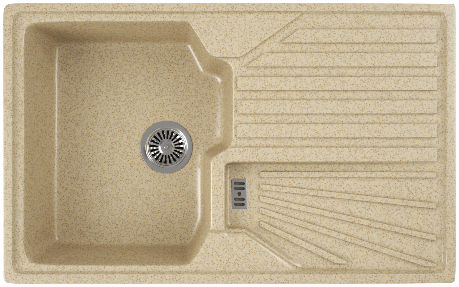 Каменная мойка для кухни врезная GreenStone GRS-19-302 цвет песочный 790x495x150 мм / раковина для кухни