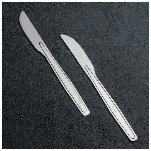 Нож столовый «Силуэт», толщина 1 мм, упрощённой обработки, цвет серебряный