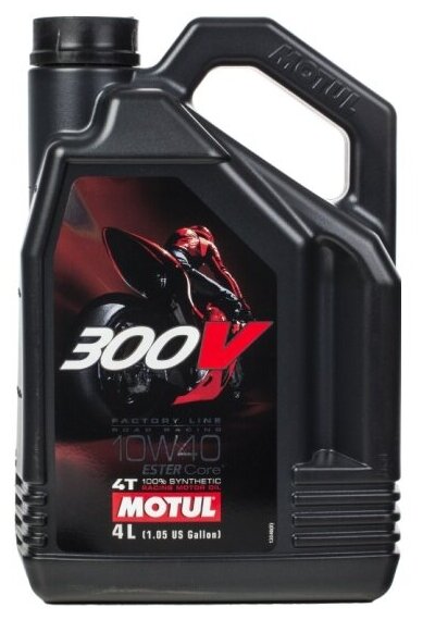 Моторное масло Motul 300V 4T FL Road Racing 10W-40, синтетическое, 4 л (104121)