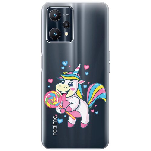 Силиконовый чехол с принтом Unicorn and candy для Realme 9 Pro / Рилми 9 Про силиконовый чехол с принтом foxes and feathers для realme 9 pro рилми 9 про