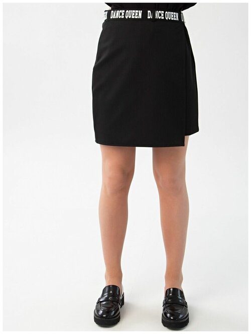 Школьная юбка-шорты, мини, пояс в комплекте, размер 140 рост, черный, синий