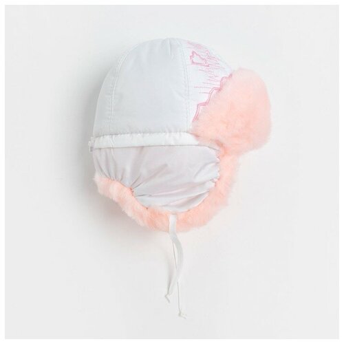Шапка для девочки «Арктика», цвет белый/бледно-розовый, размер 52