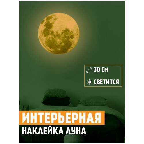 Наклейка интерьерная на стену / Светящаяся / Настенная / В детскую / Луна / Земля / Космос