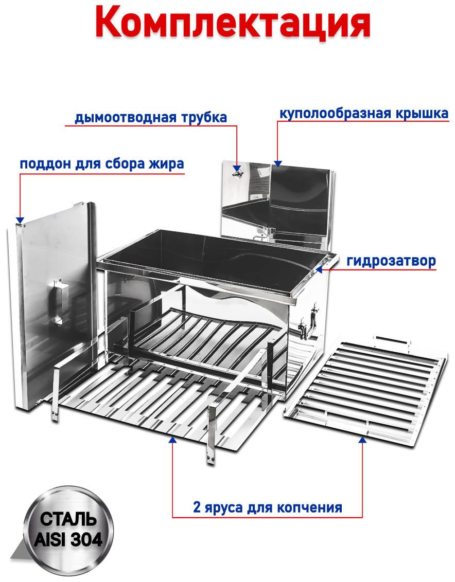 Коптильня для горячего и холодного копчения 400*200*200 - фотография № 3