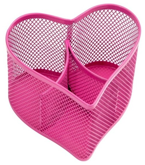 Подставка настольная Berlingo Steel&Style, металлическая, в виде сердца, 3 секции, розовая
