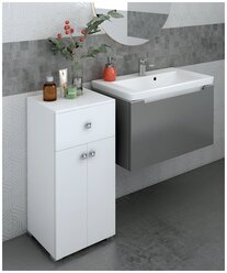 Шкаф для ванной комнаты, REGENT style, Пенал Виола 2двери 1ящик, белый, 83,6*40*35
