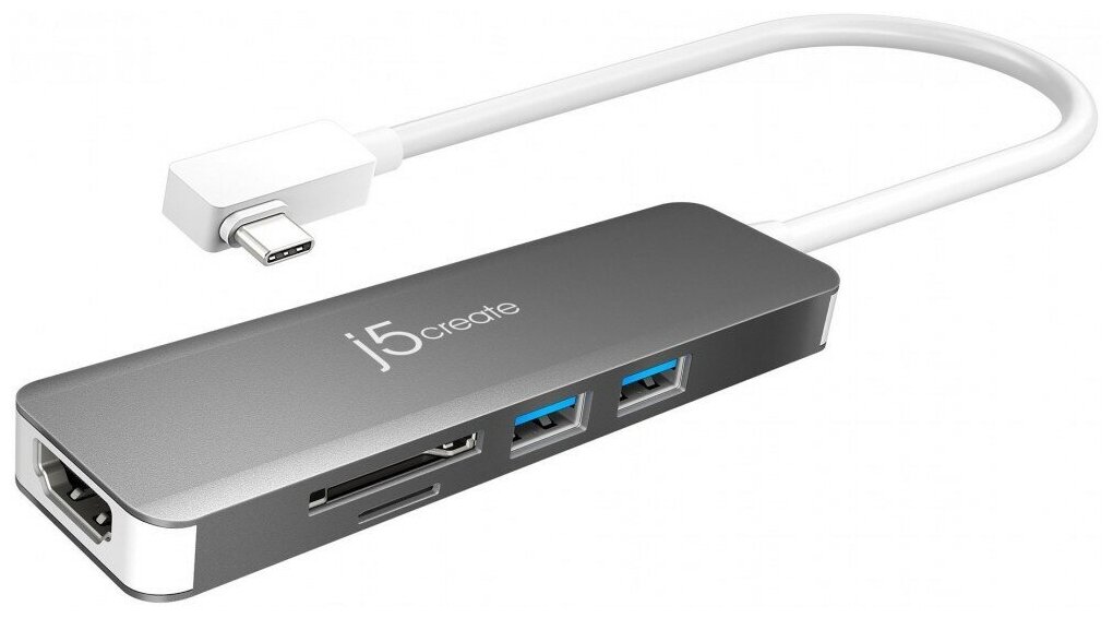 Мульти-переходник j5create USB-C 3.1 с супер высокой скоростью. Порты: HDMI, SD, microSD, 2 x USB-A 3.1.