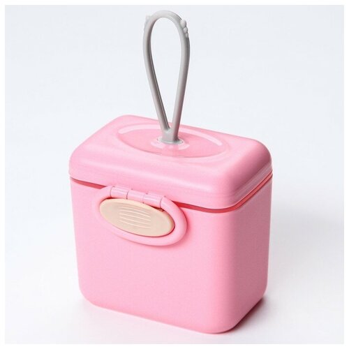 Контейнер для хранения детского питания 150 мл, с ложкой, цвет розовый