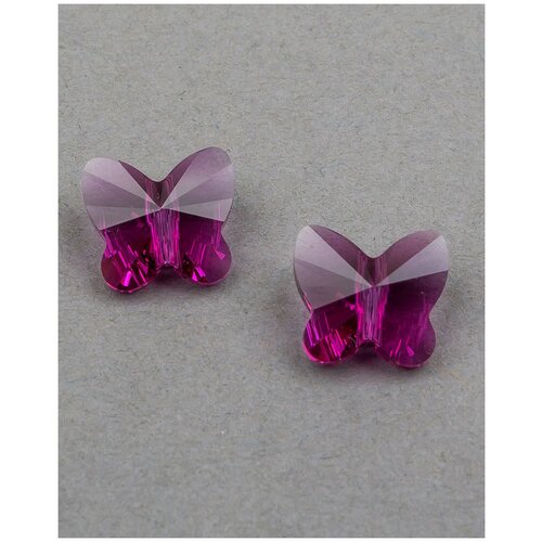 Бусины в виде бабочек Swarovski, цвет Fuchsia (#502), Размер 10 мм, 2 шт.